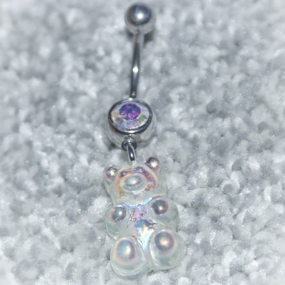 Iridescent clear gummy bear belly ring - Picture 10 of 10